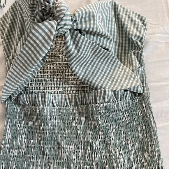 Mable Green Gingham Plaid smock Ruffle Dress Large - Picture 2 of 6